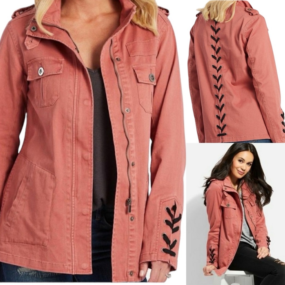 Kersh Pink Utility Jacket with Black Accents